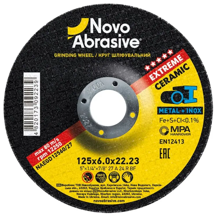 Tarcza szlifierska NovoAbrasive Ø125×6 T27