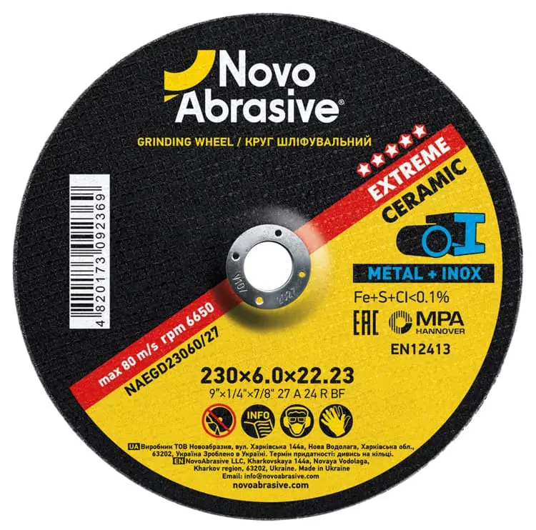 Tarcza szlifierska NovoAbrasive Ø230×6 T27
