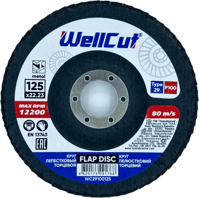 Пелюстковий круг Wellcut Ø125 P100 T29