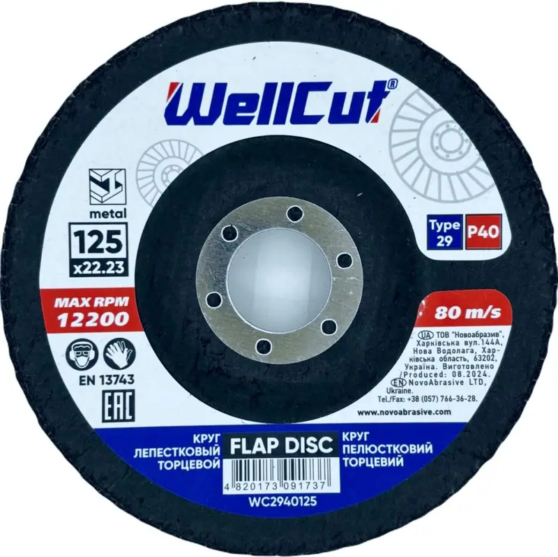 Пелюстковий круг Wellcut Ø125 P40 T29