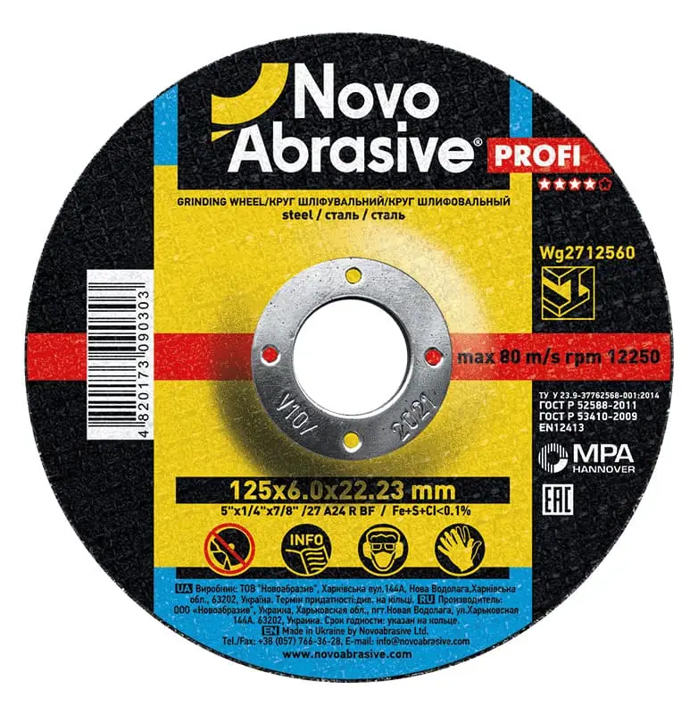 Tarcza szlifierska NovoAbrasive Ø125×6 T27