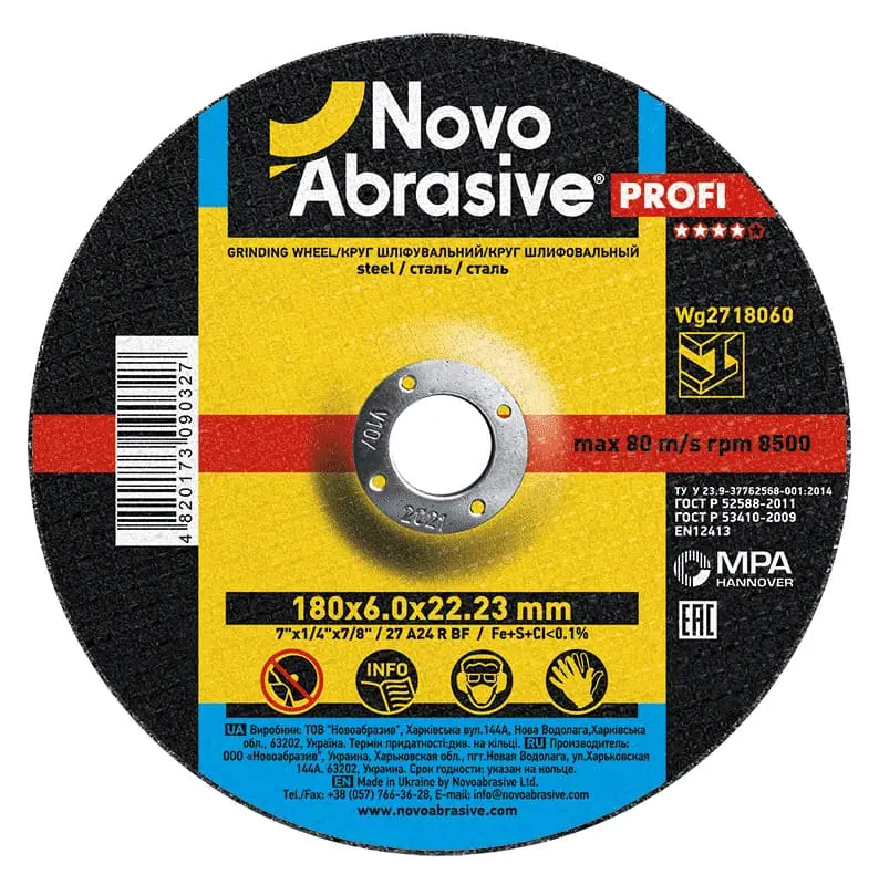 Tarcza szlifierska NovoAbrasive Ø180×6 T27
