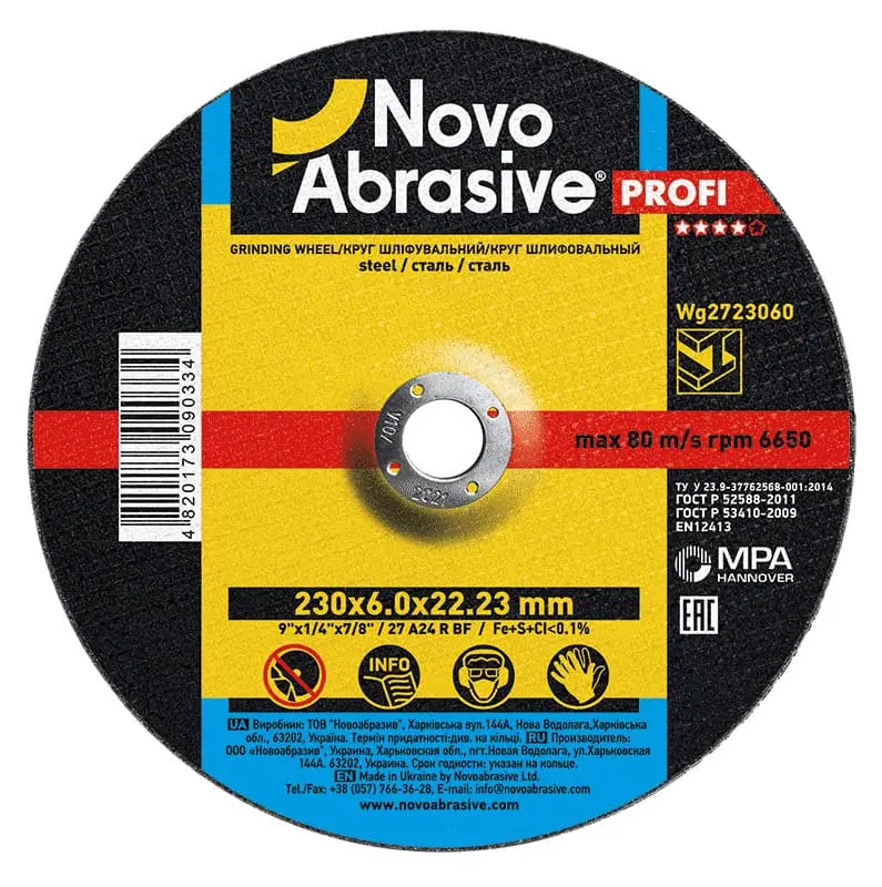 Tarcza szlifierska NovoAbrasive Ø230×6 T27